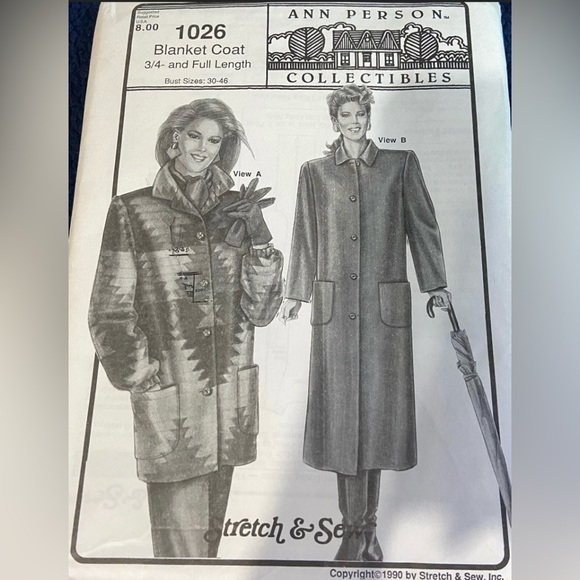 Stretch & Sew Pattern 1026 Blanket Coat (3/4 and Full Length) - Picture 1 of 2